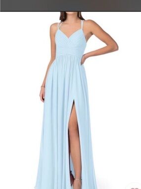 Azazie light Blue Maxi Dress with Front slit